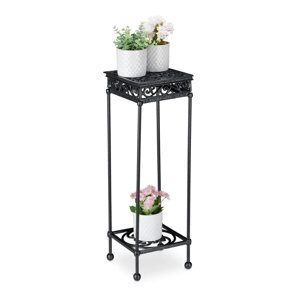 relaxdays-blumenhocker-gusseisen-eckig-73x24x24-cm-schwarz image 1