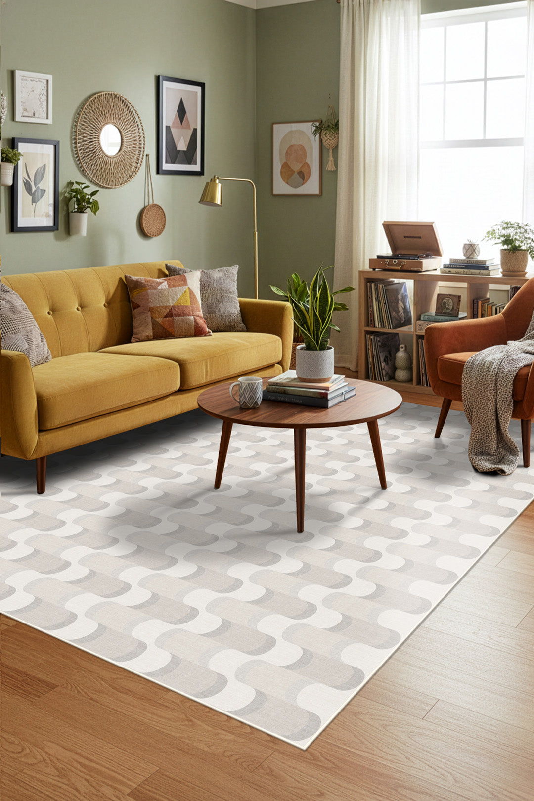 teppana-linea-sand-teppich-waschbarer-beige-teppich-geometrisch image 4
