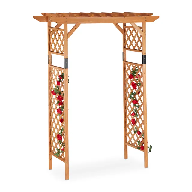 relaxdays-holz-rosenbogen-pergola-eckig-extra-breit-230x162x79-cm-orange image 1