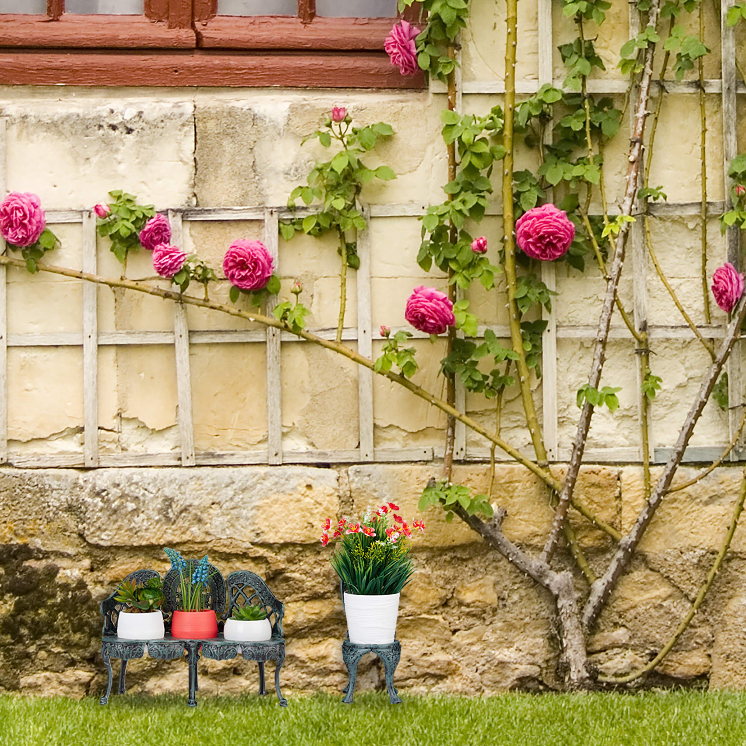 relaxdays-mini-blumenbank-gusseisen-vintage-dunkelgr-n-24-x-11-x-14-cm image 3