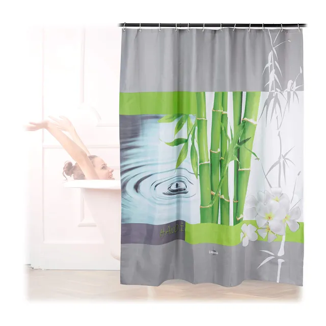 relaxdays-duschvorhang-180x200-cm-zen-bambus-textil-mit-12-haken image 1