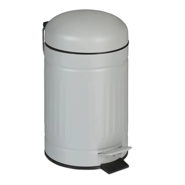 relaxdays-kosmetikeimer-3-liter-mit-absenkautomatik-treteimer-metall-hellgrau image 1