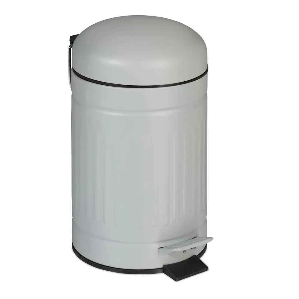 relaxdays-kosmetikeimer-3-liter-mit-absenkautomatik-treteimer-metall-hellgrau image 1
