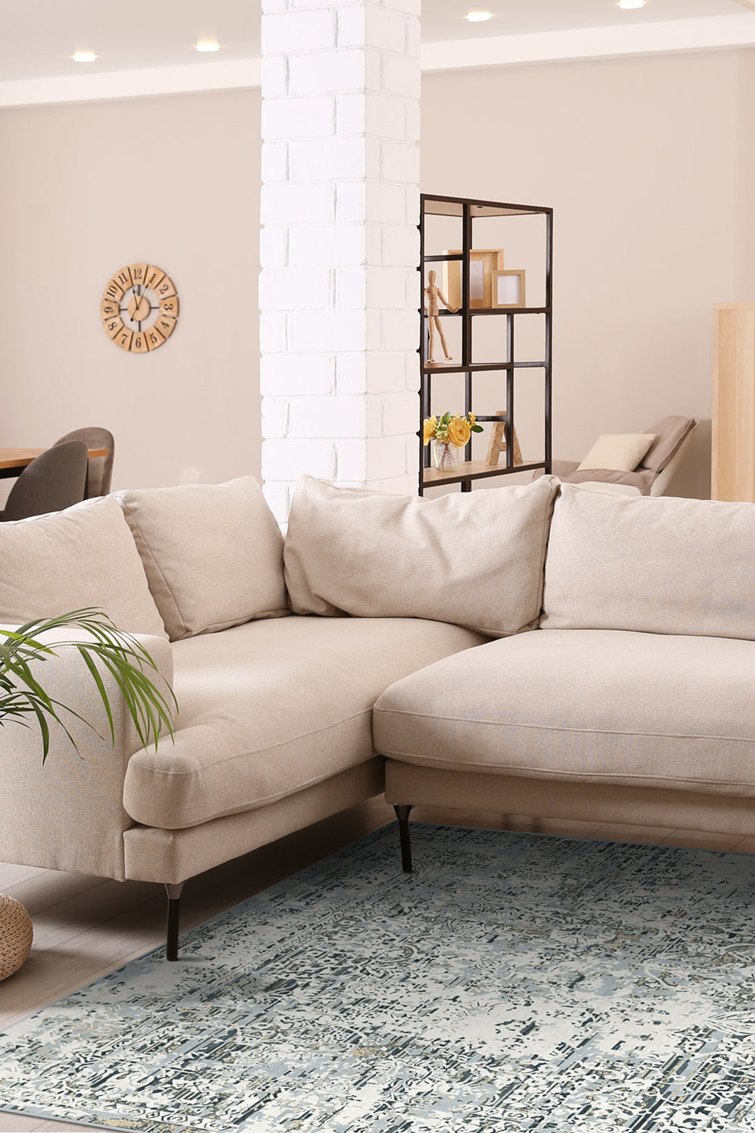 teppana-lenia-floral-teppich-waschbarer-indoor-teppich-beige-grau-modern image 4