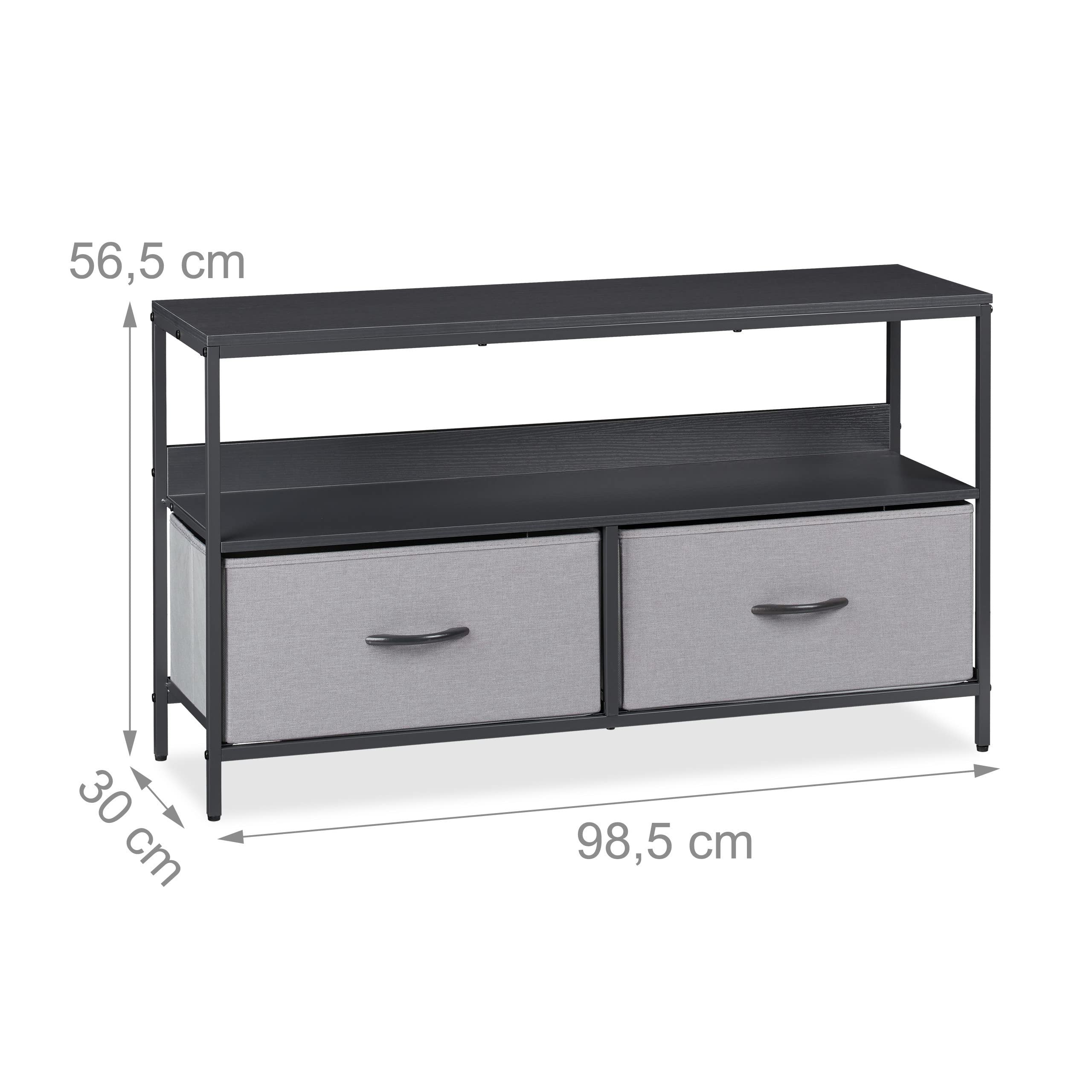 relaxdays-tv-board-lowboard-grau-2-schubladen-98-5-cm image 3