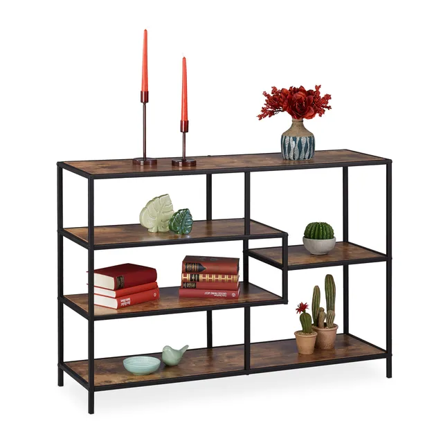 relaxdays-standregal-vintage-78-5-x-114-x-33-cm-braun-schwarz image 1