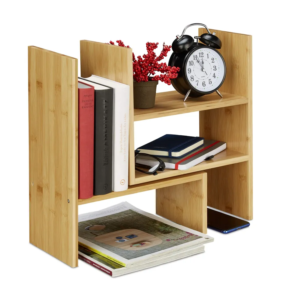 relaxdays-tischregal-bambus-verstellbar-organizer-natur-33-53-cm image 1