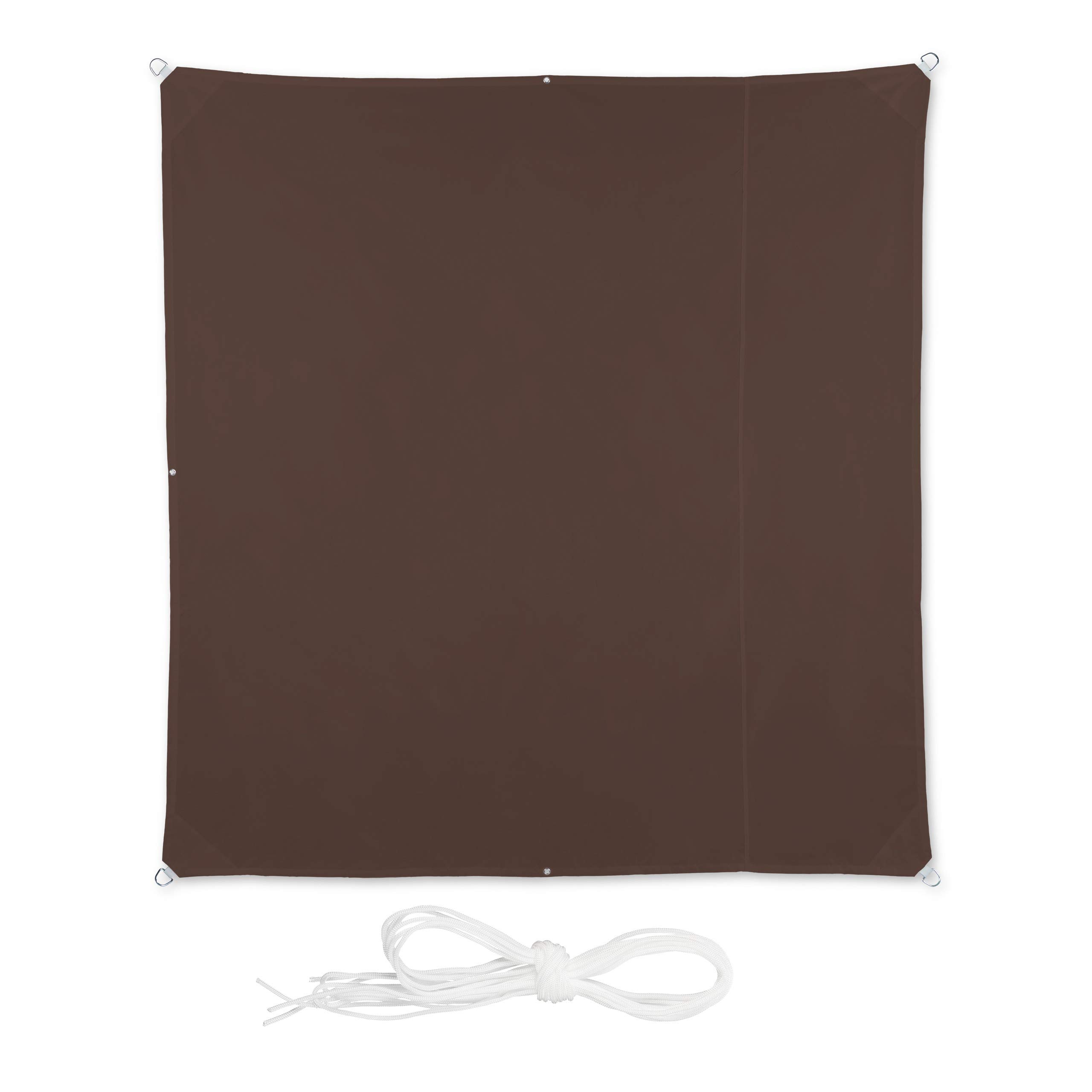 relaxdays-sonnensegel-quadratisch-2-x-2-m-braun-wasserabweisendes-terrassen-balk image 1