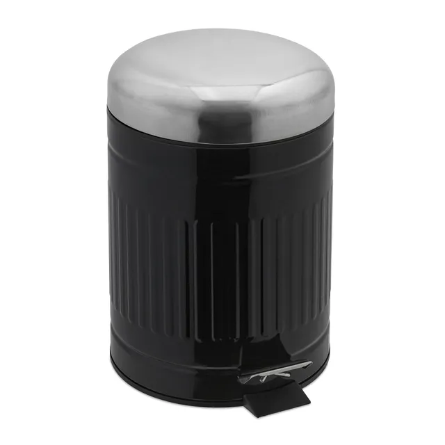 relaxdays-kosmetikeimer-5-liter-treteimer-schwarz-metall-30-x-20-5-x-25-cm image 1
