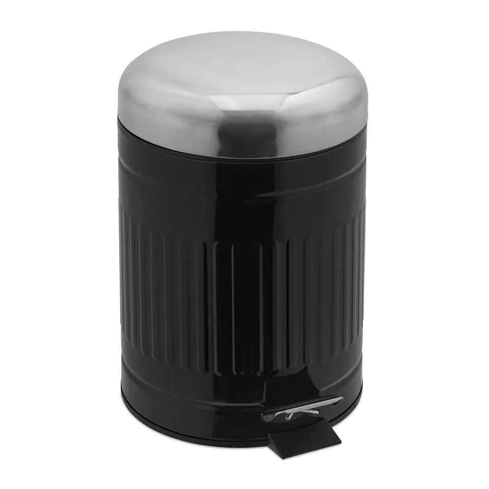 relaxdays-kosmetikeimer-5-liter-treteimer-schwarz-metall-30-x-20-5-x-25-cm image 1