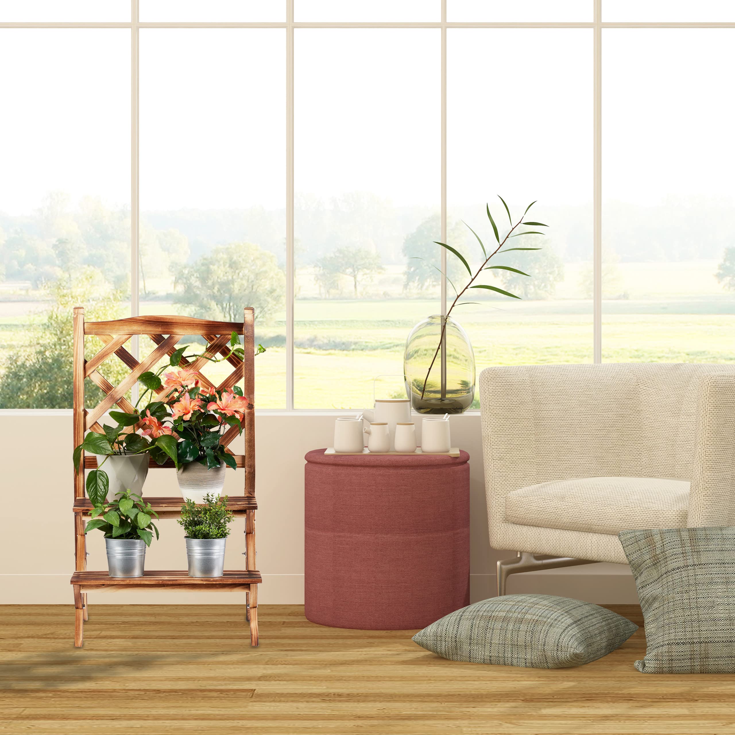 relaxdays-blumentreppe-mit-rankgitter-89x51x40-cm-gebrannt-2-ebenen image 5
