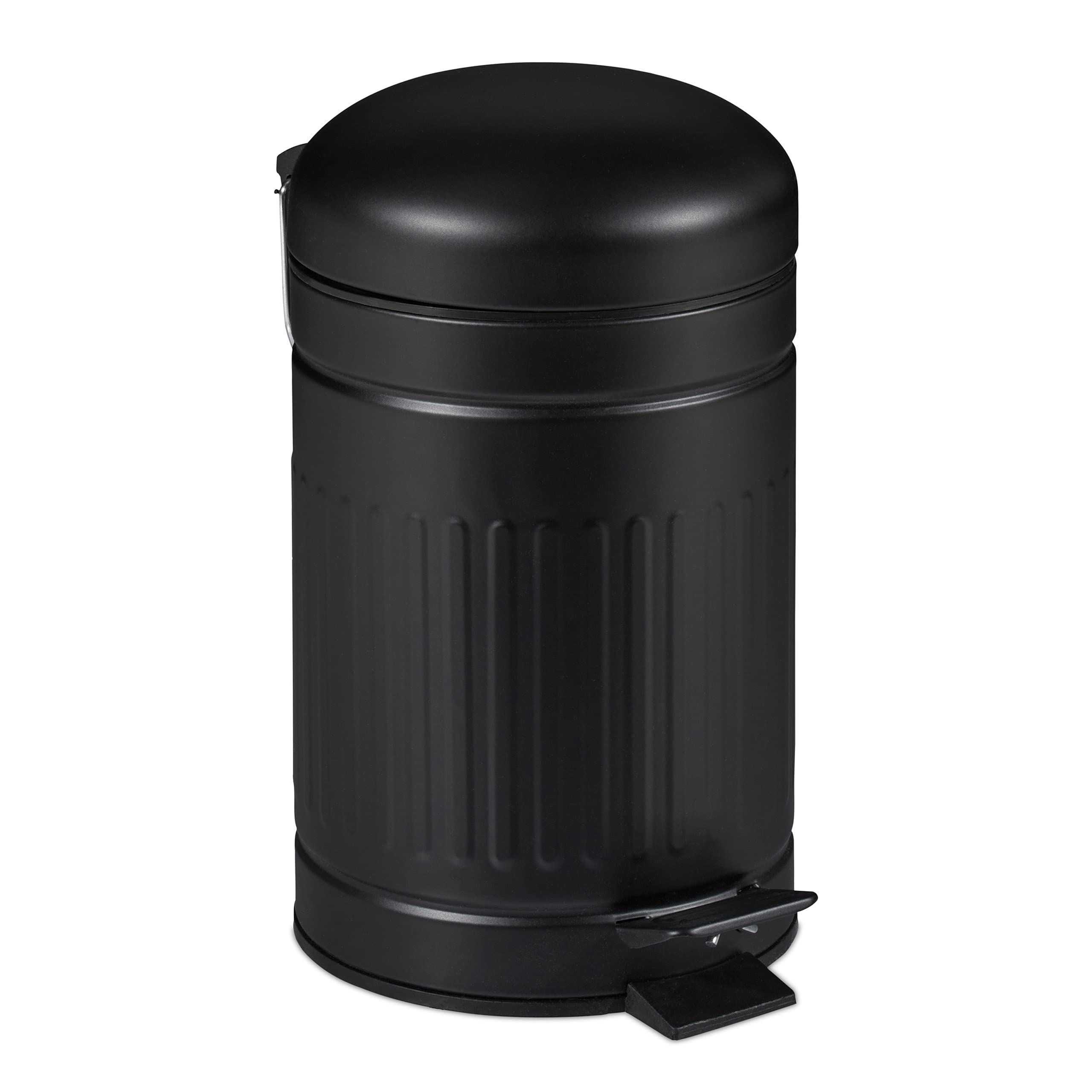 relaxdays-kosmetikeimer-3-liter-treteimer-metall-schwarz image 1