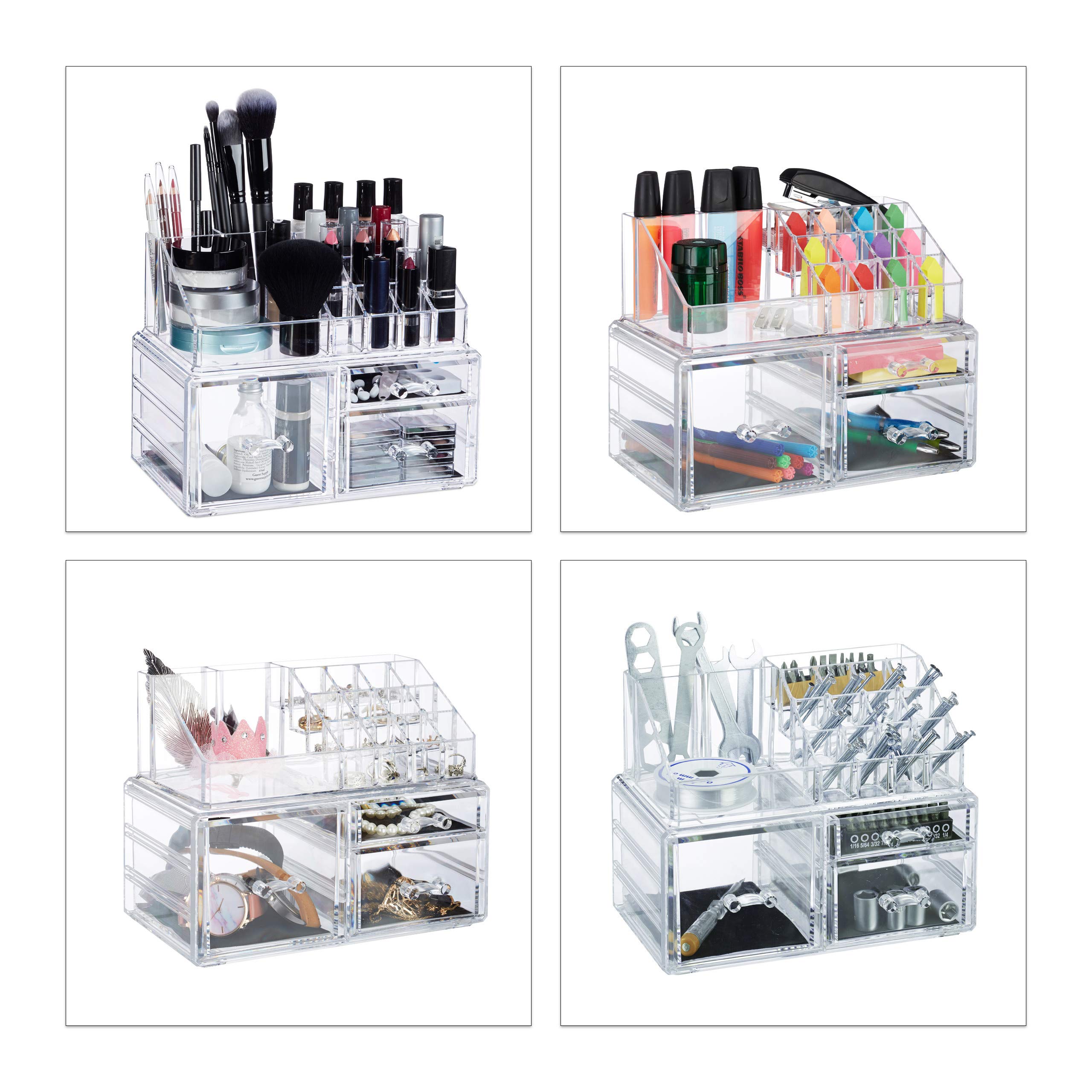 relaxdays-make-up-organizer-acryl-transparent-mit-3-schubladen image 3