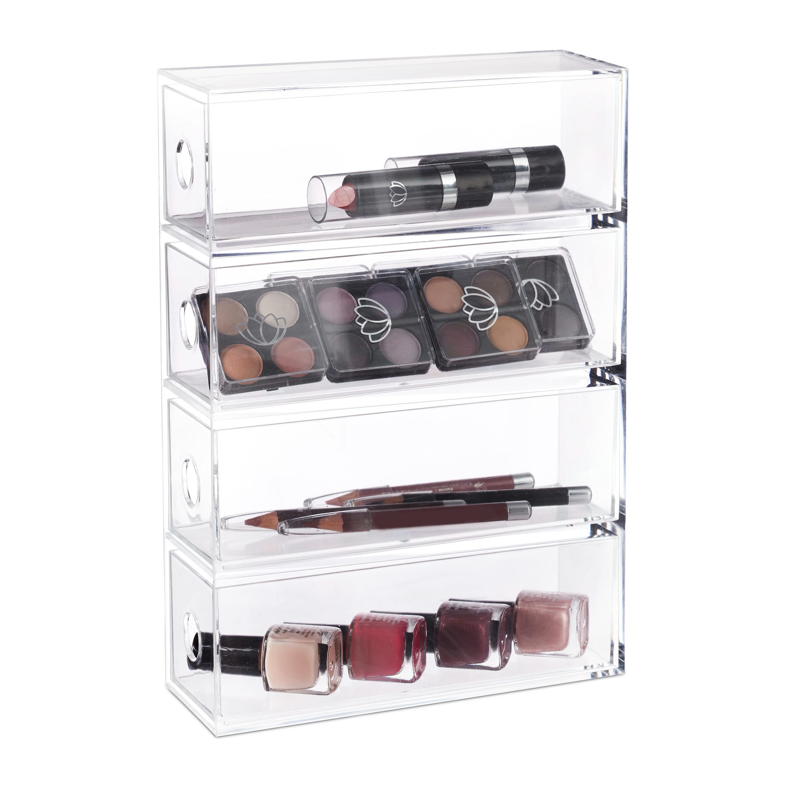 relaxdays-make-up-organizer-acryl-transparent-4-schubladen image 3