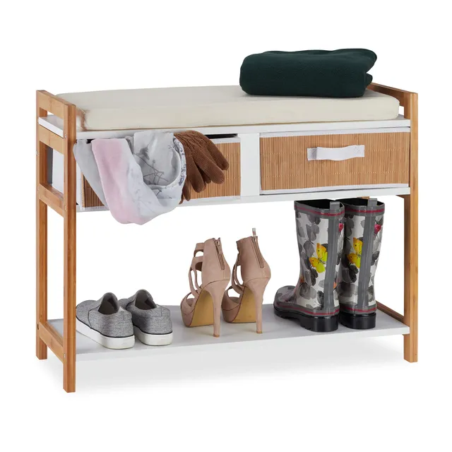 relaxdays-schuhbank-mit-sitzpolster-und-schubladen-bambus-60-x-80-x-30-cm-wei image 1