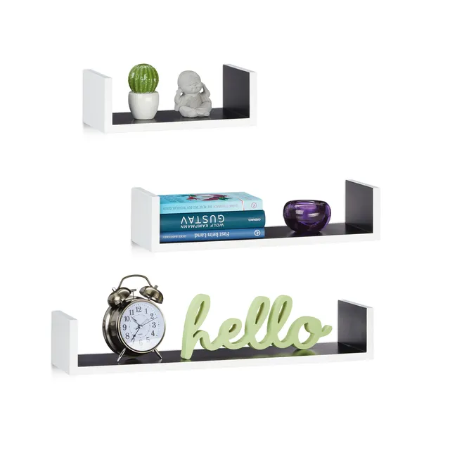 relaxdays-wandregal-u-form-3er-set-mdf-wei-schwarz-15-cm-tief image 1