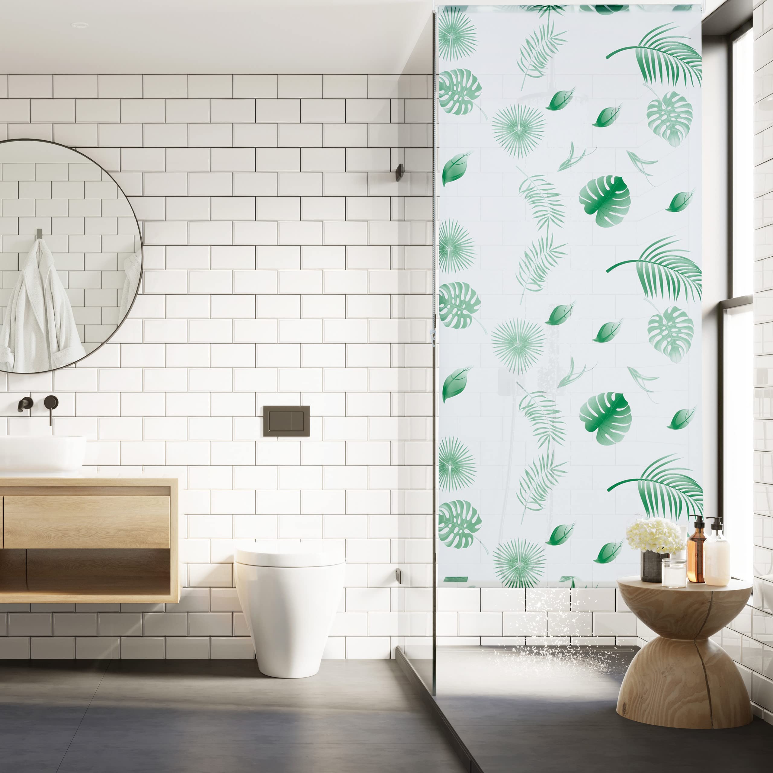 relaxdays-duschrollo-bl-tter-60x240-cm-wei-gr-n image 3