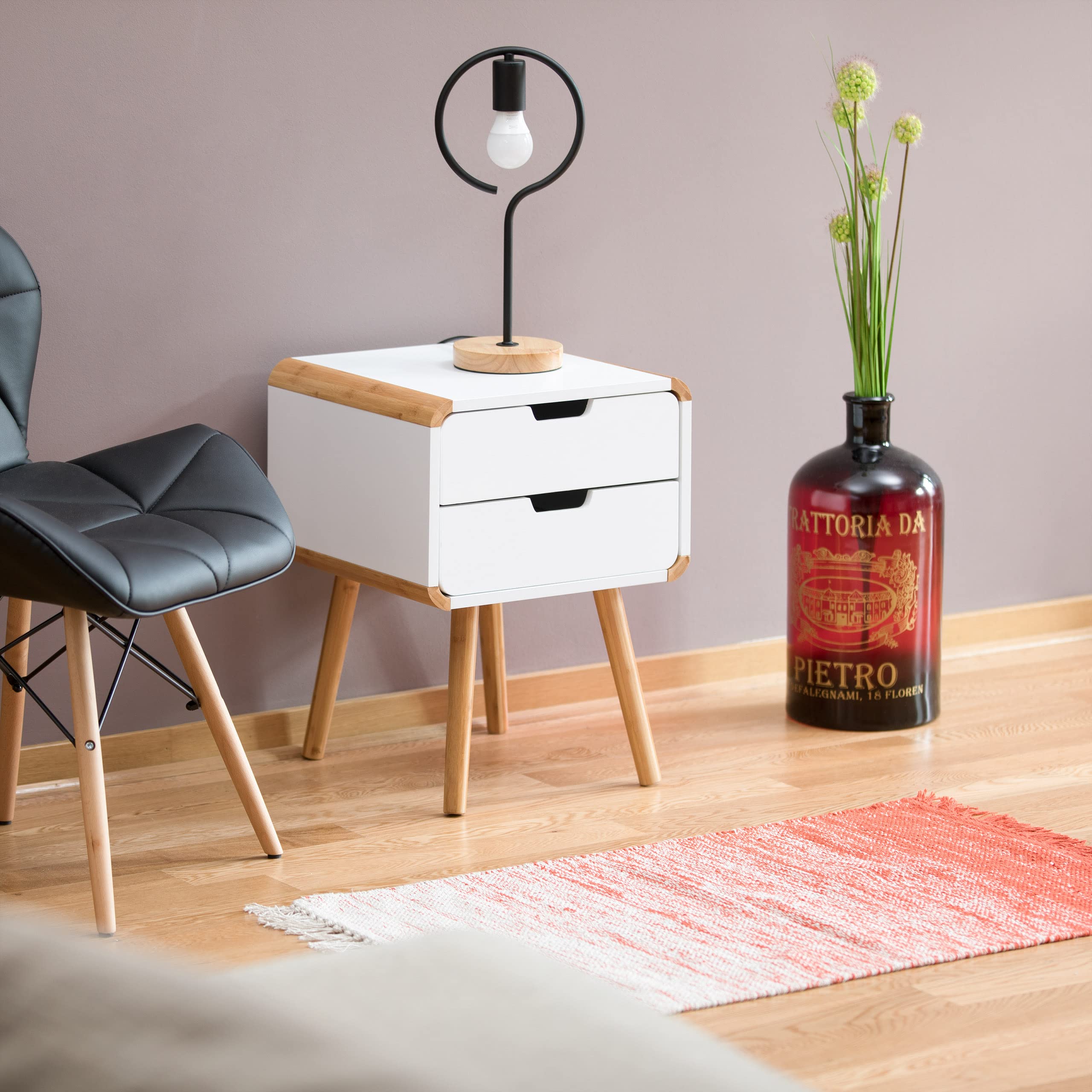 relaxdays-nachttisch-holz-mit-2-schubladen-55-x-40-x-40-cm-wei image 2
