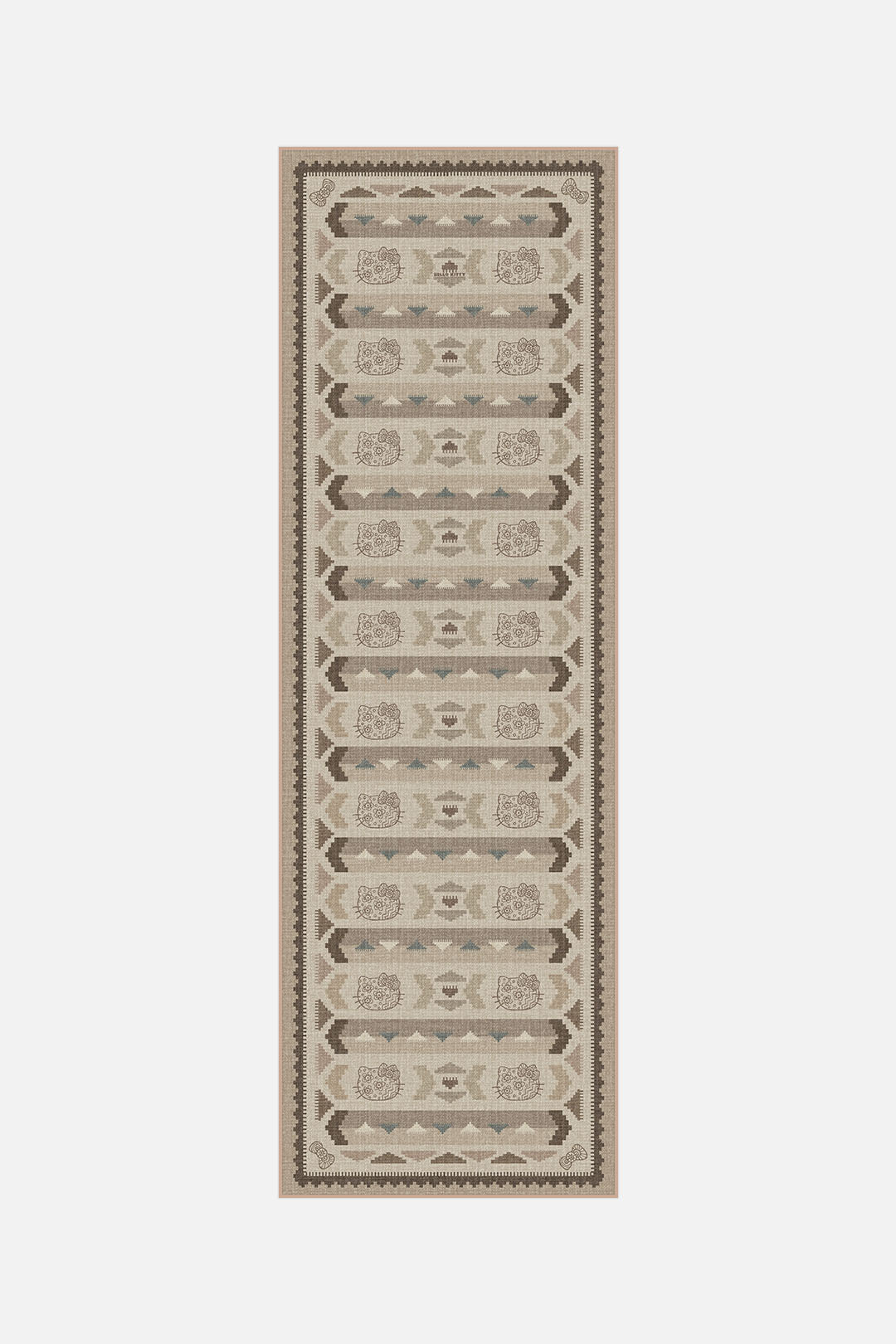 teppana-hello-kitty-kilim-mokka-teppich-waschbarer-kilim-teppich-braun image 5