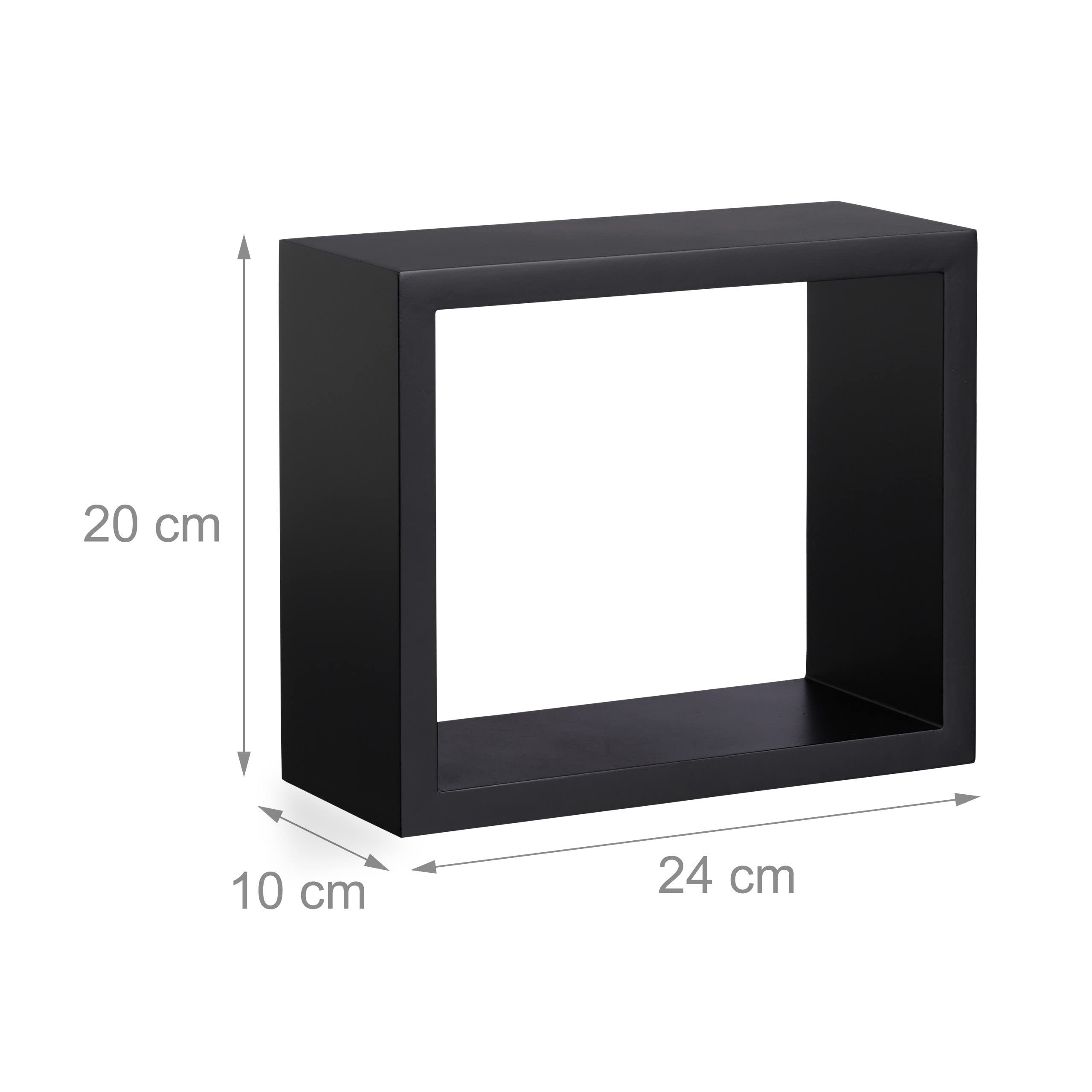 relaxdays-wandregal-4er-set-cube-holz-schwarz image 4