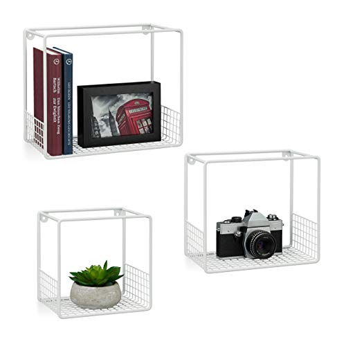 relaxdays-wandregal-cube-3er-set-metall-gitter-design-wei-15-cm-tief image 8