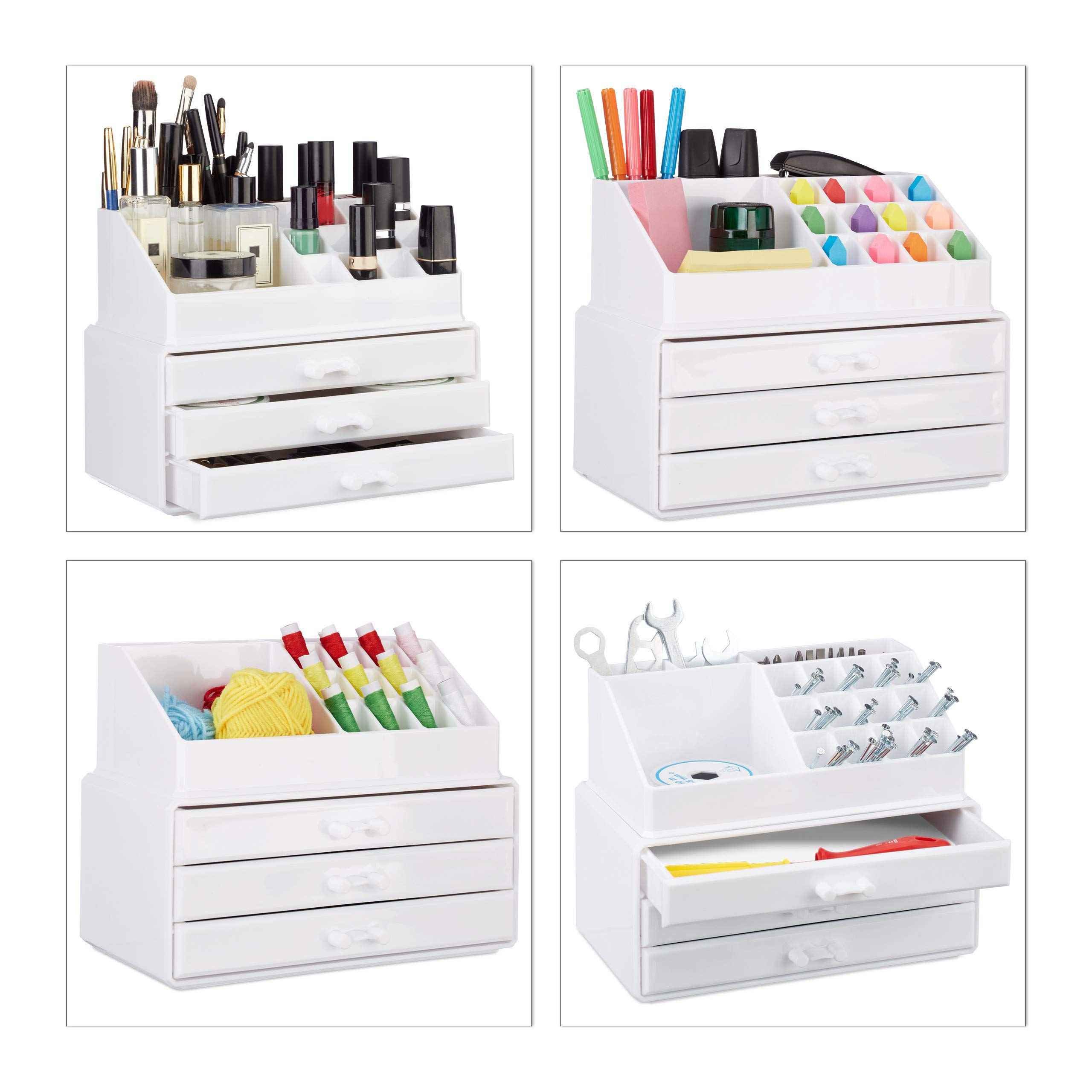 relaxdays-make-up-organizer-klein-wei-kosmetik-aufsteller-mit-3-schubladen image 3