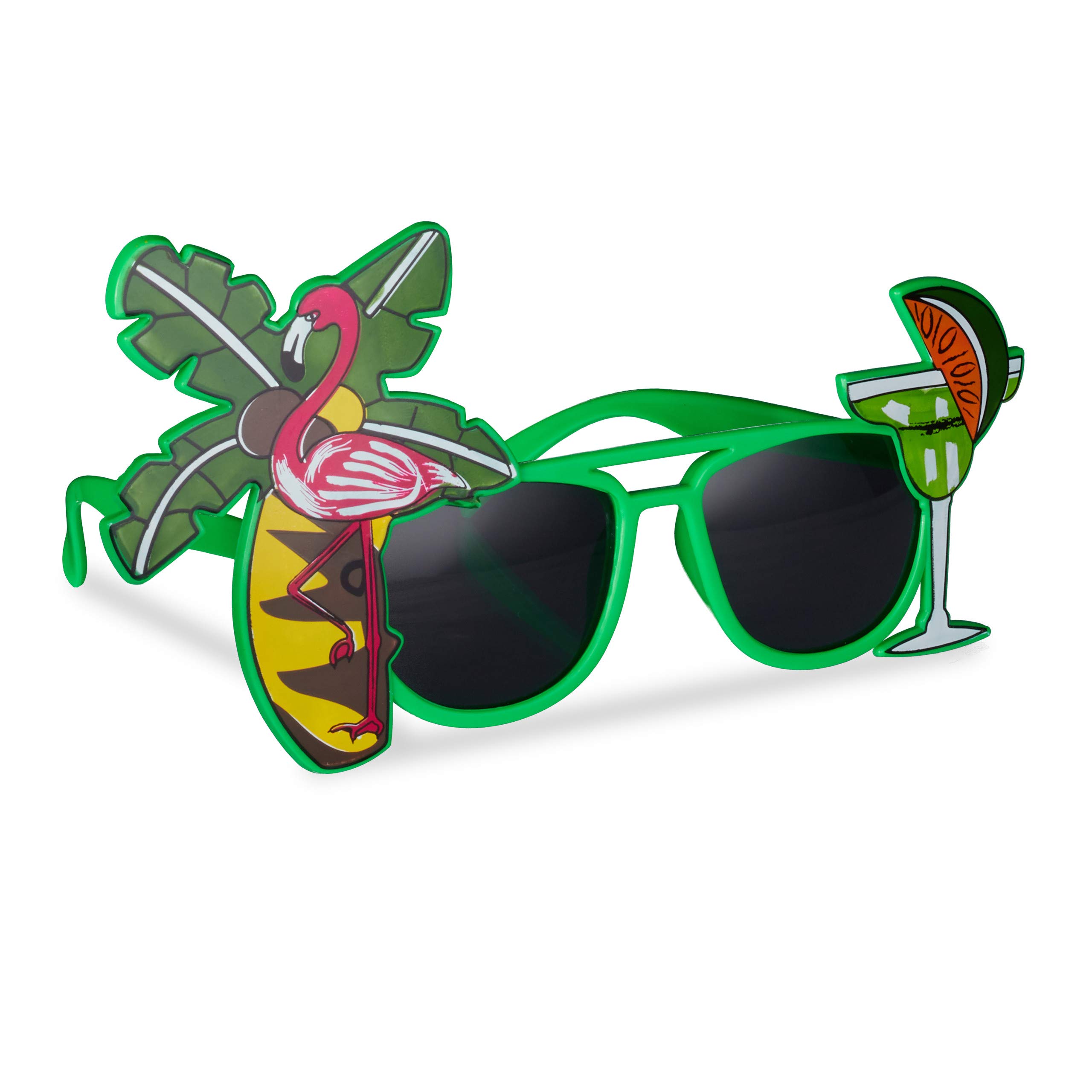 relaxdays-partybrille-hawaii-gr-n-palme-cocktail-flamingo image 1