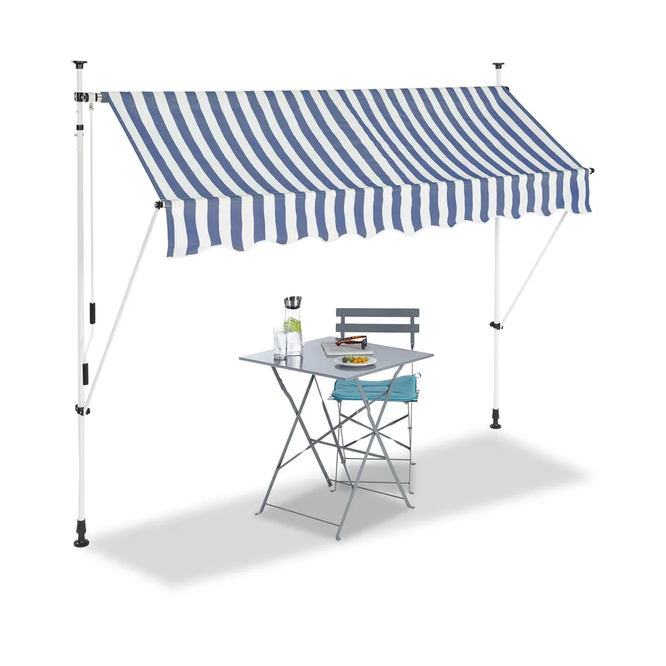relaxdays-klemmmarkise-250-x-120-cm-blau-gestreift-balkon-sonnenschutz image 1