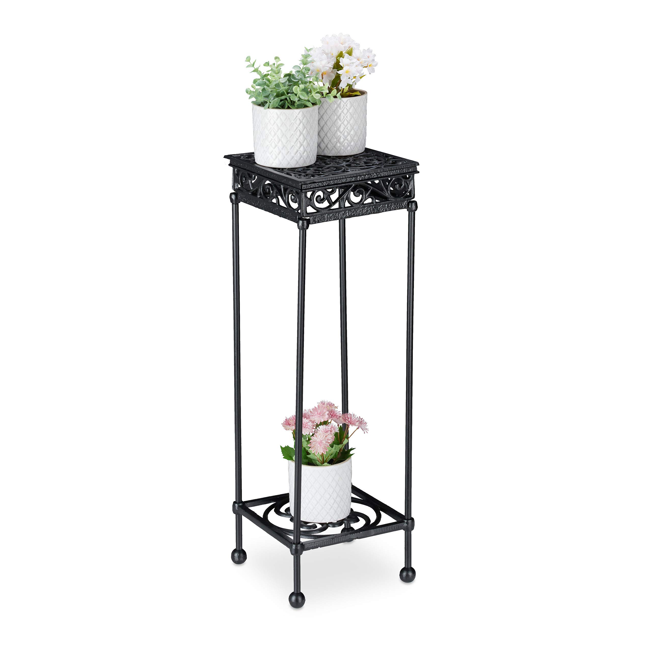 relaxdays-blumenhocker-gusseisen-eckig-73x24x24-cm-schwarz image 1