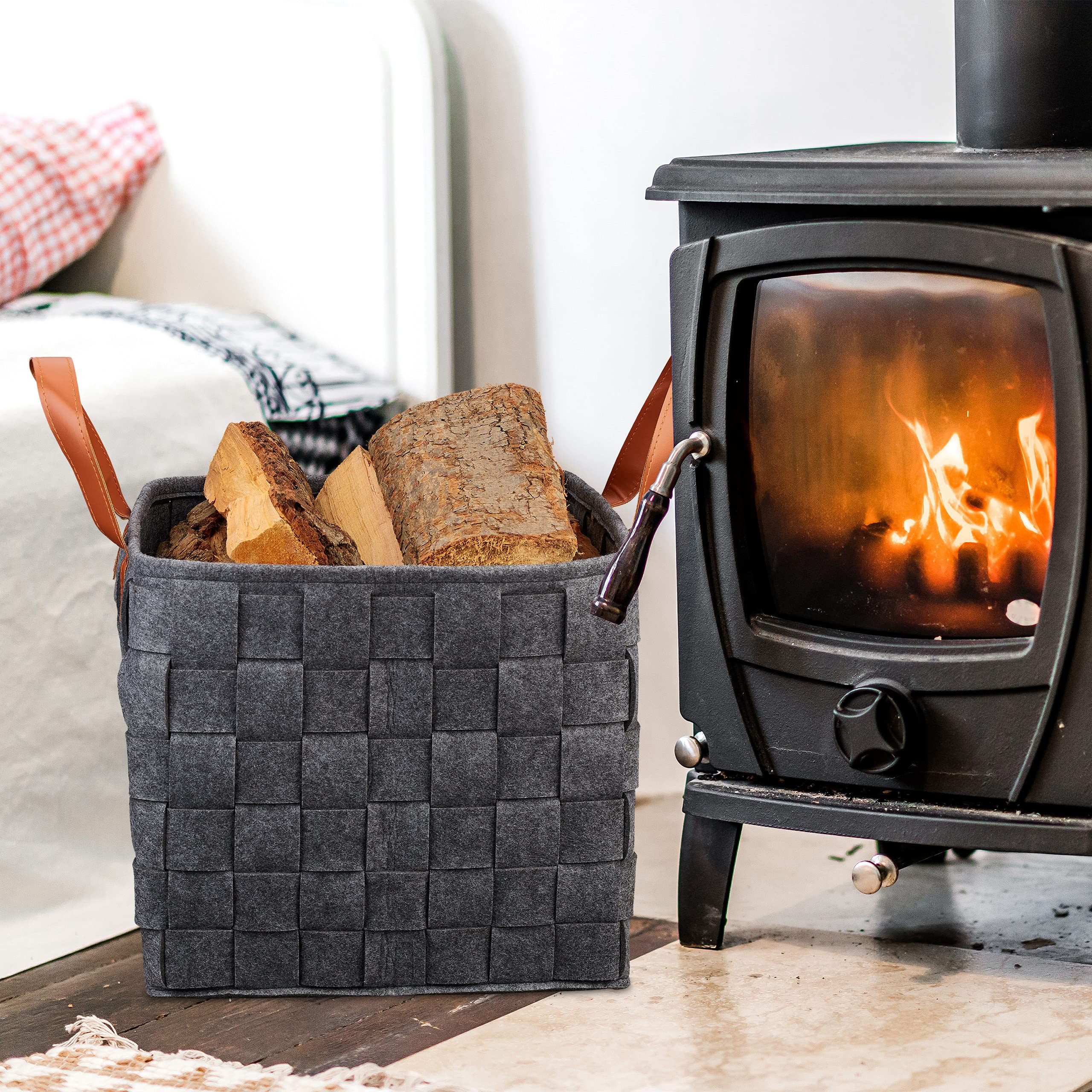 relaxdays-filzkorb-geflochten-aufbewahrungskorb-dunkelgrau-29-x-31-x-31-cm image 2