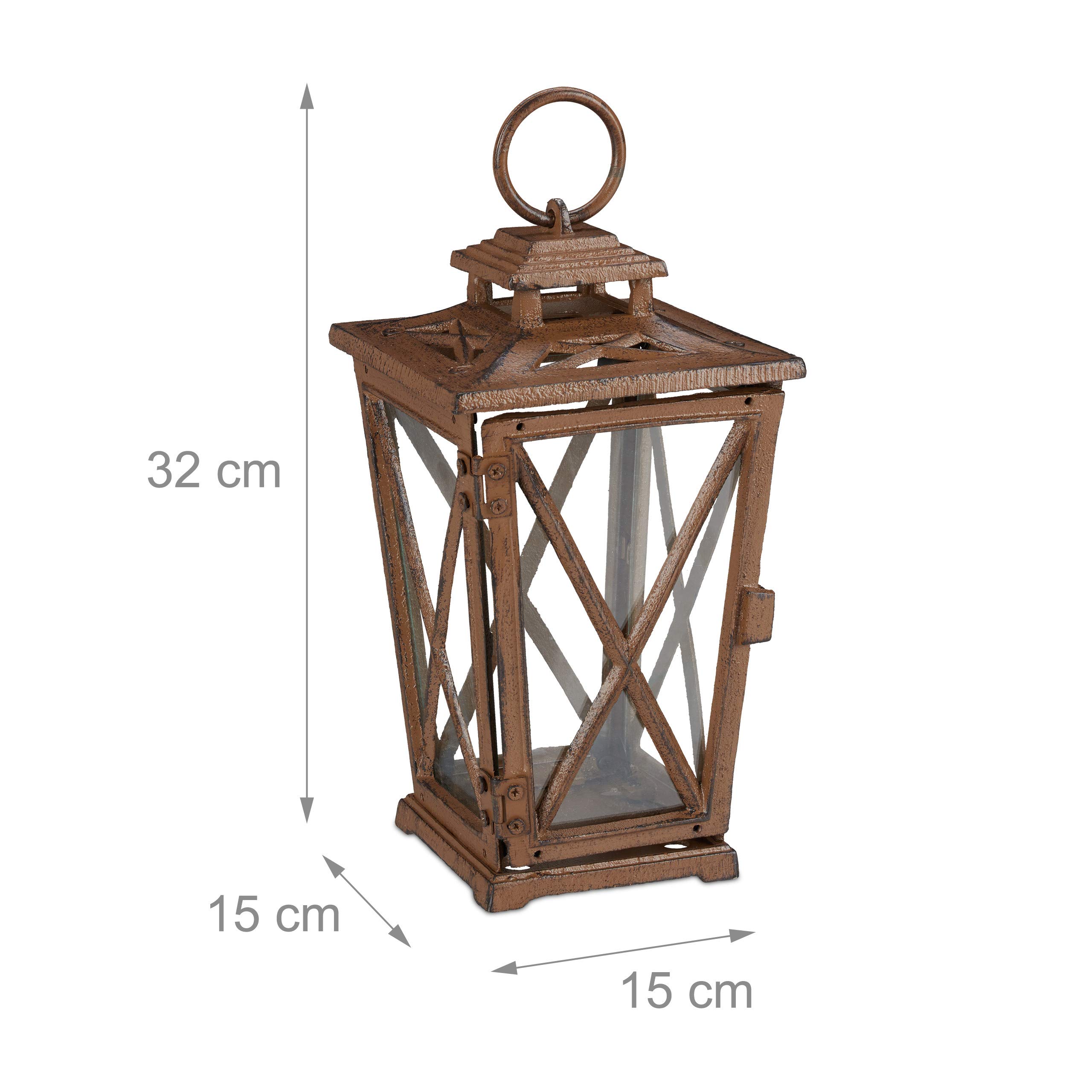 relaxdays-laterne-antik-braun-aus-aluminium-windlicht-27-x-15-x-15-cm image 4