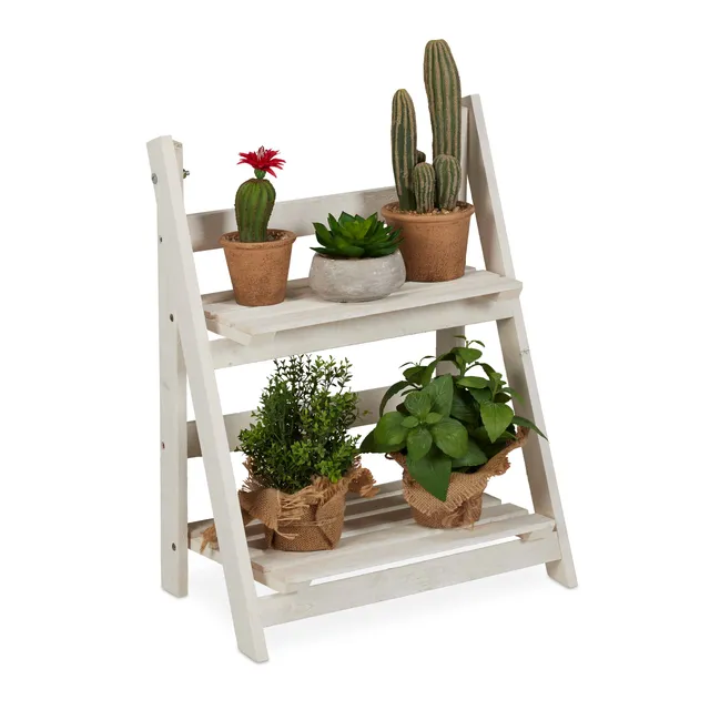 relaxdays-blumentreppe-2-stufen-wei-klappbar-51x41x25-cm-holz image 1