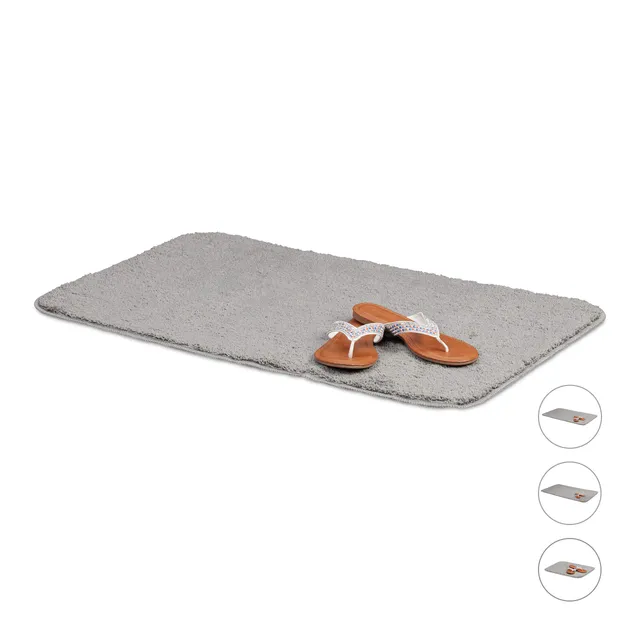 relaxdays-badteppich-50x80-cm-mikrofaser-grau-rutschfest-waschbar image 1