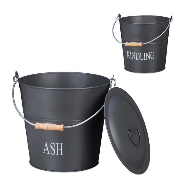 relaxdays-ascheeimer-set-2x-12-liter-mit-deckel-aus-metall-grau image 1