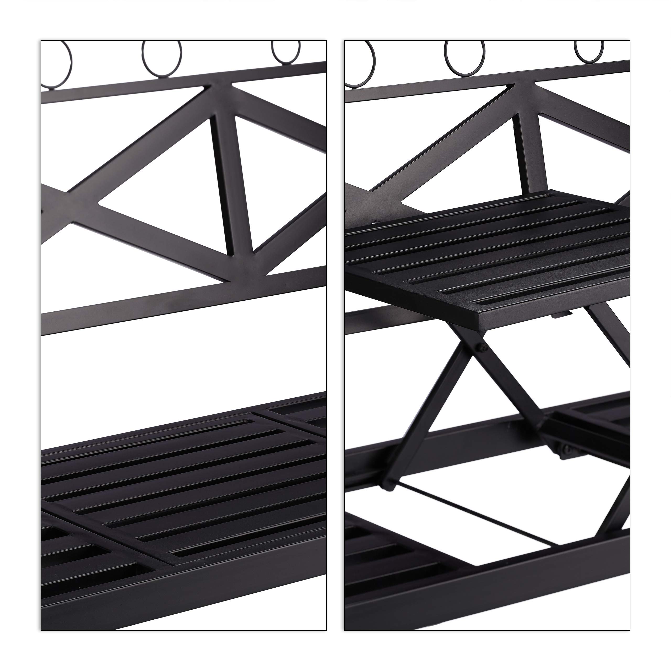 relaxdays-gartenbank-metall-3-sitzer-mit-klappbarem-tisch-150-cm-schwarz image 6