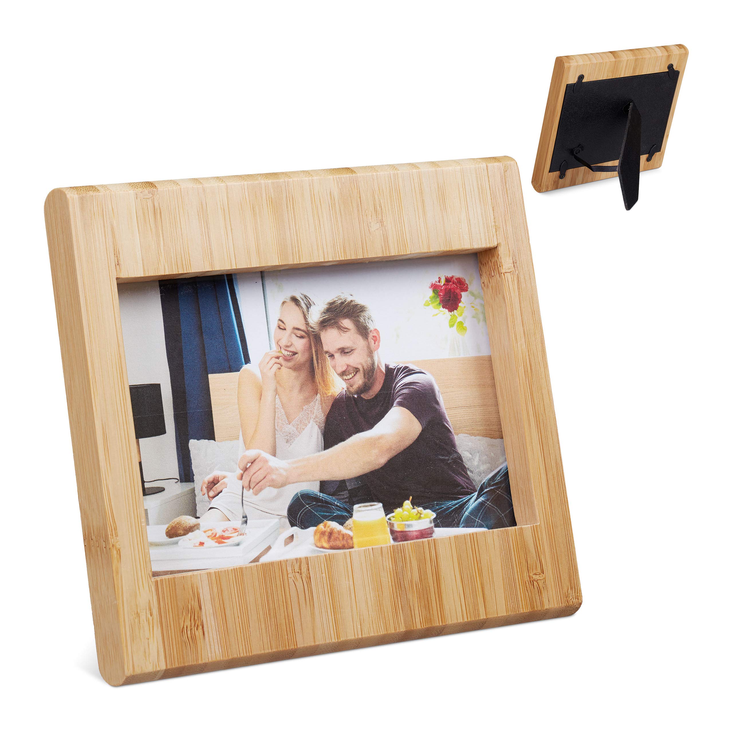 relaxdays-bilderrahmen-bambus-zum-hinstellen-natur-9x14-cm-sichtfenster image 1