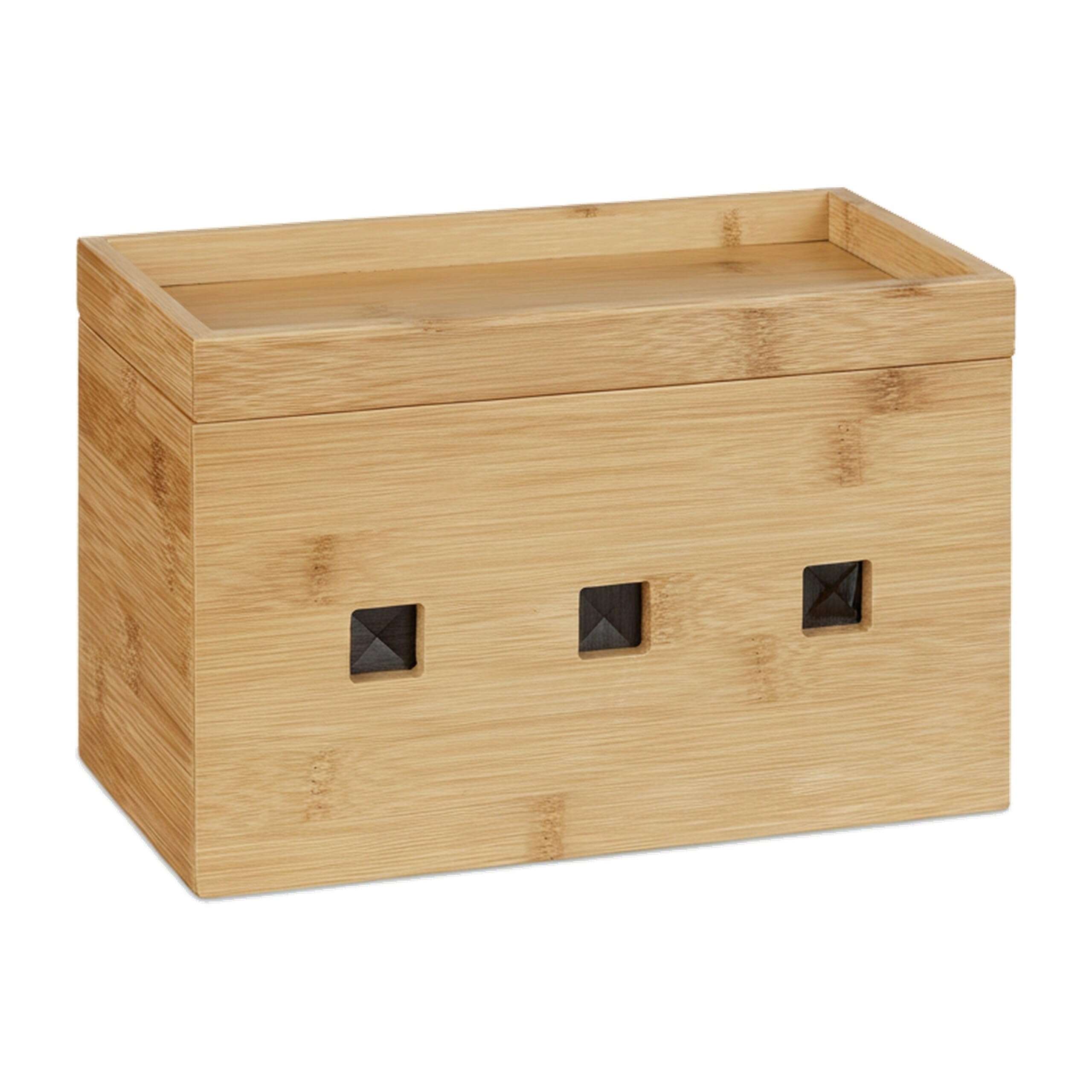 relaxdays-kabelbox-bambus-ladestation-natur image 7