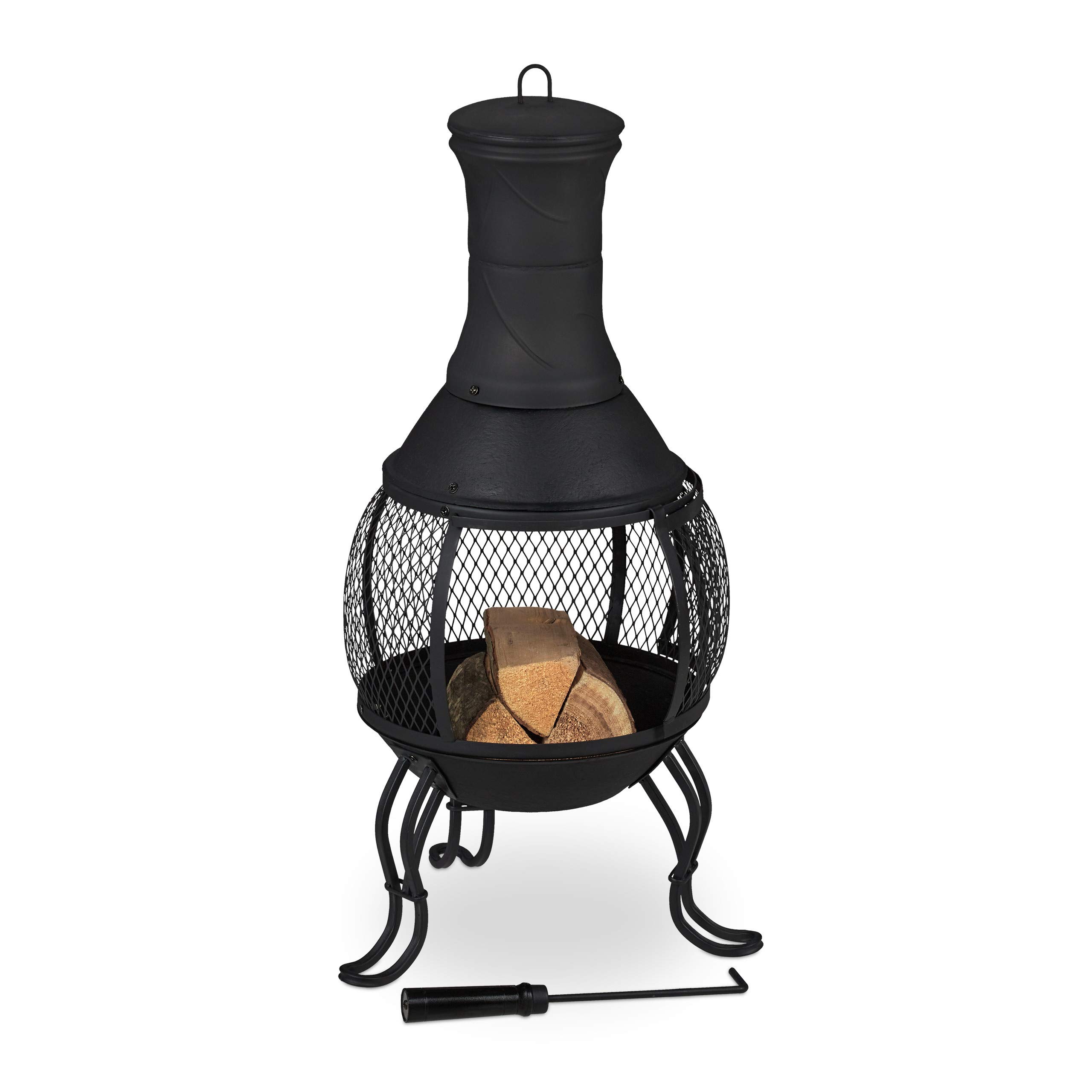 relaxdays-terrassenofen-aztekenofen-hxd-88x38-cm-mit-funkenschutz-schwarz image 1