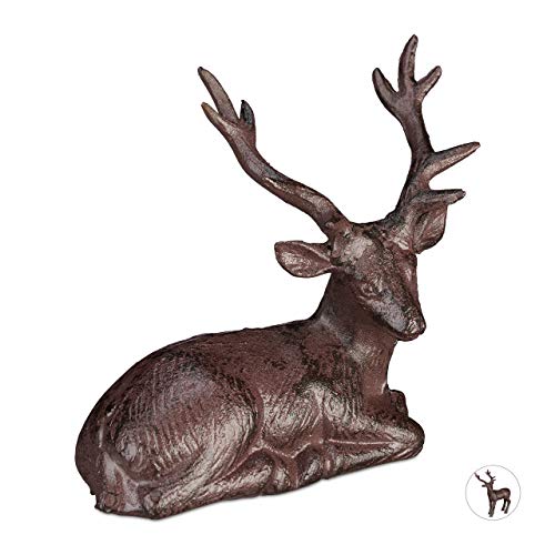 relaxdays-hirsch-figur-sitzend-deko-hirsch-aus-gusseisen-15x14-5x8-5-cm-braun image 8