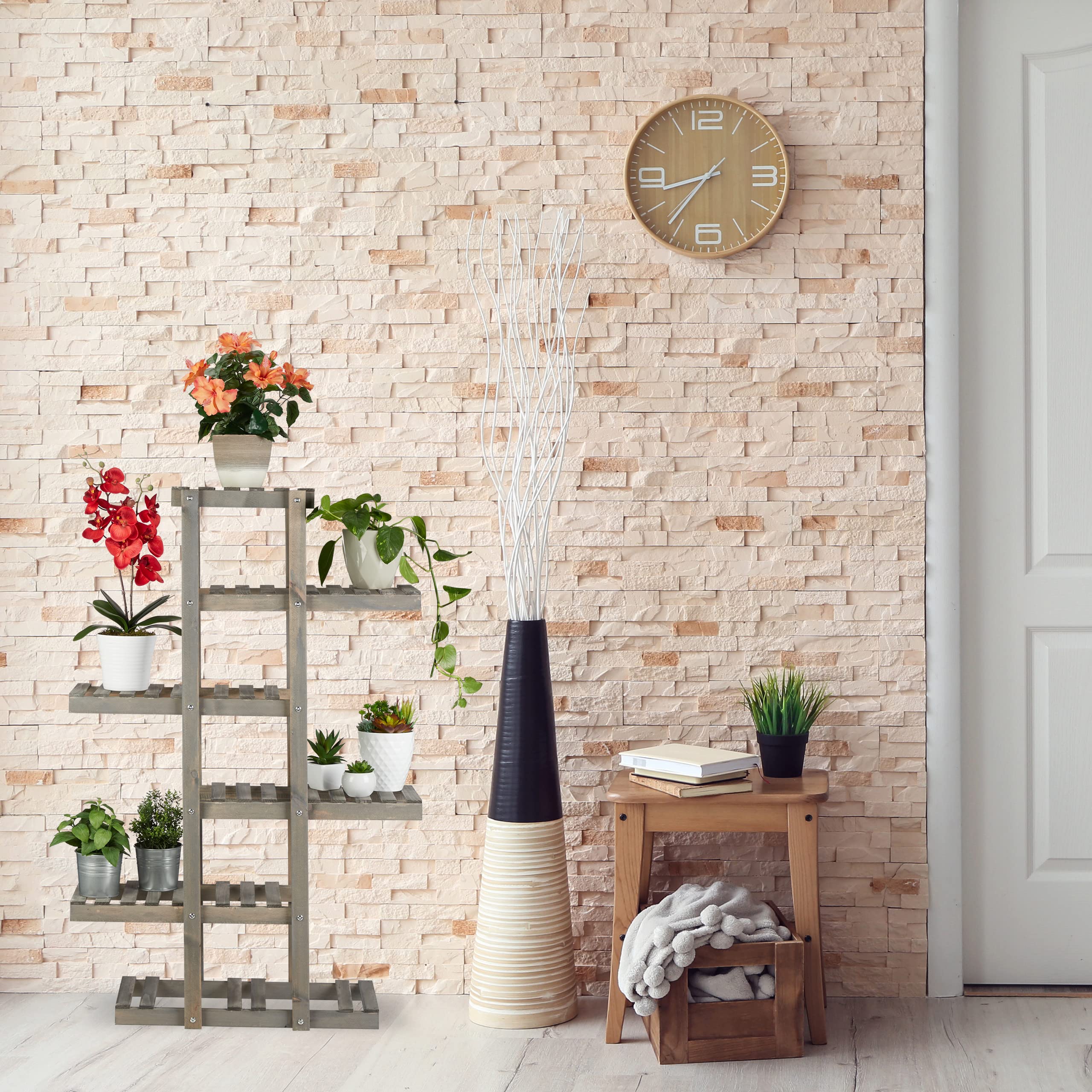relaxdays-blumenregal-holz-5-stufig-125x81x25-cm-grau-blumentreppe-shabby image 5