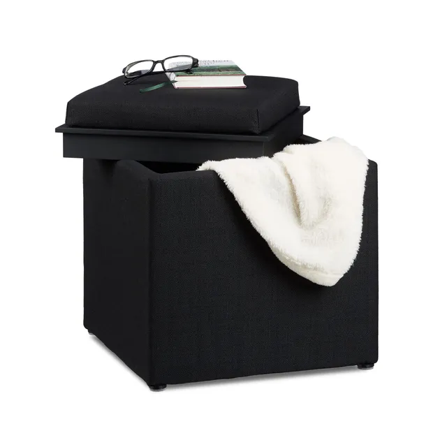 relaxdays-sitzhocker-mit-stauraum-42x40-5x40-5-cm-stoff-schwarz image 1