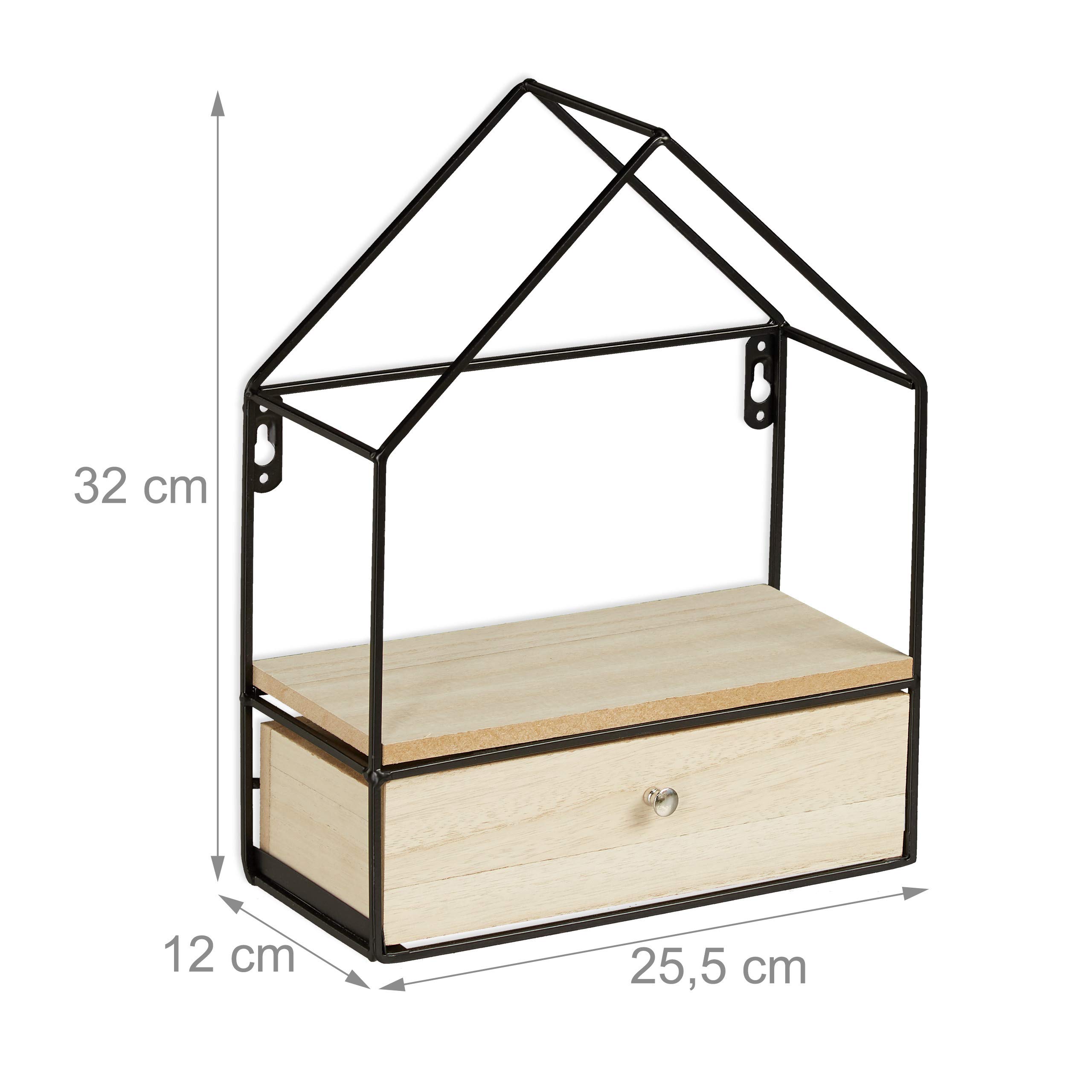 relaxdays-schweberegal-hausform-mit-schublade-32x25-5x12-cm-1-st-ck image 3