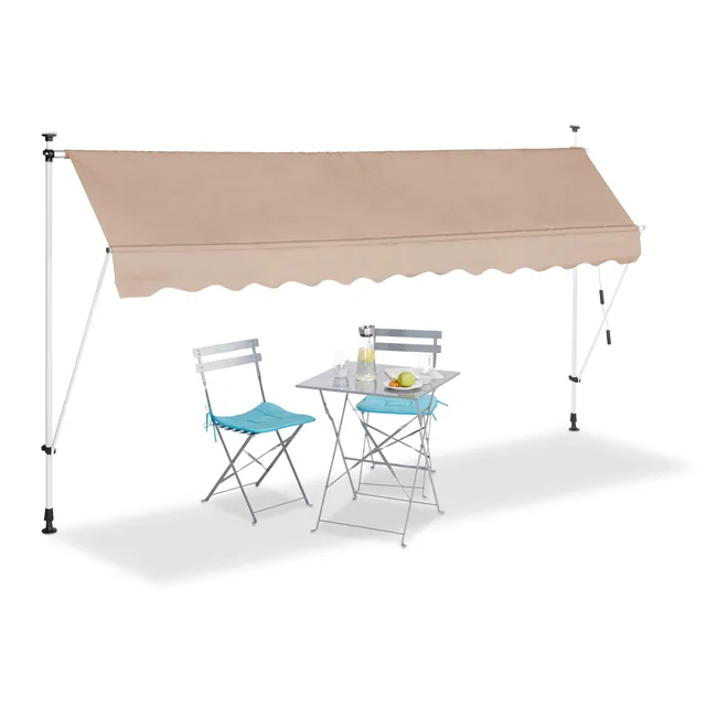 relaxdays-klemmmarkise-beige-350-x-120-cm-einziehbar-ohne-bohren image 1