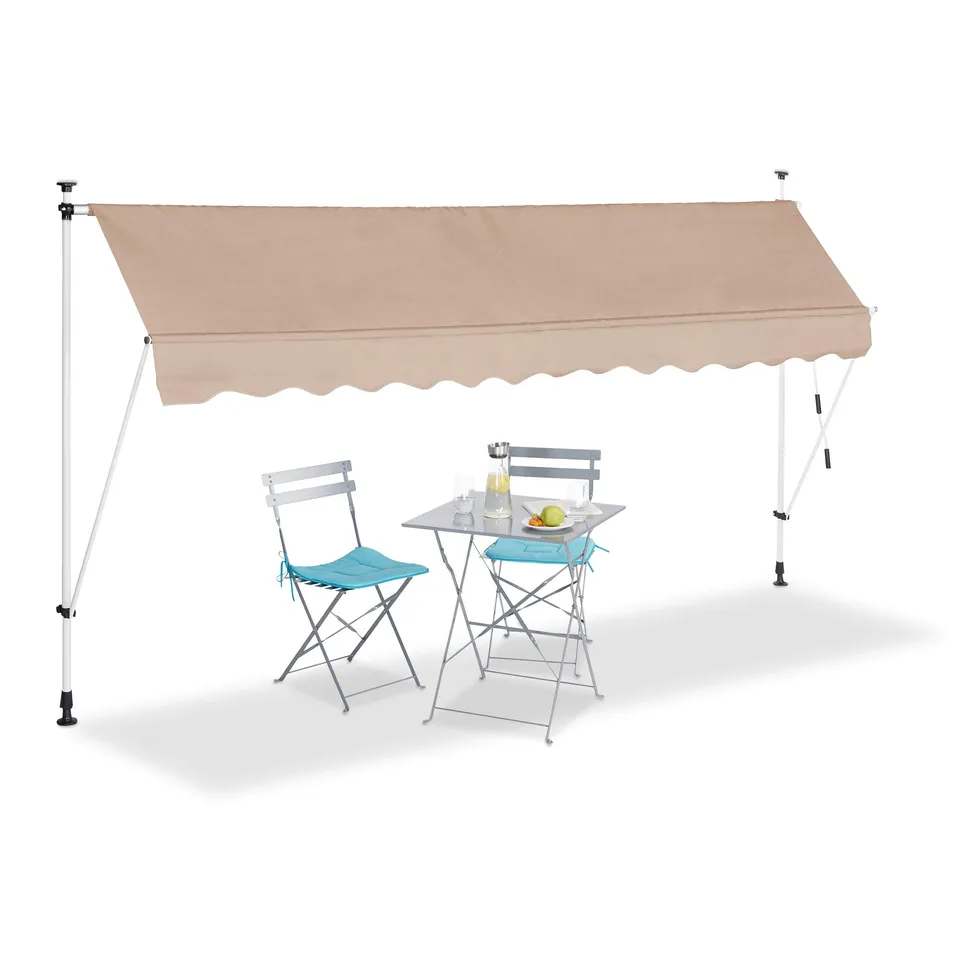 relaxdays-klemmmarkise-beige-350-x-120-cm-einziehbar-ohne-bohren image 1