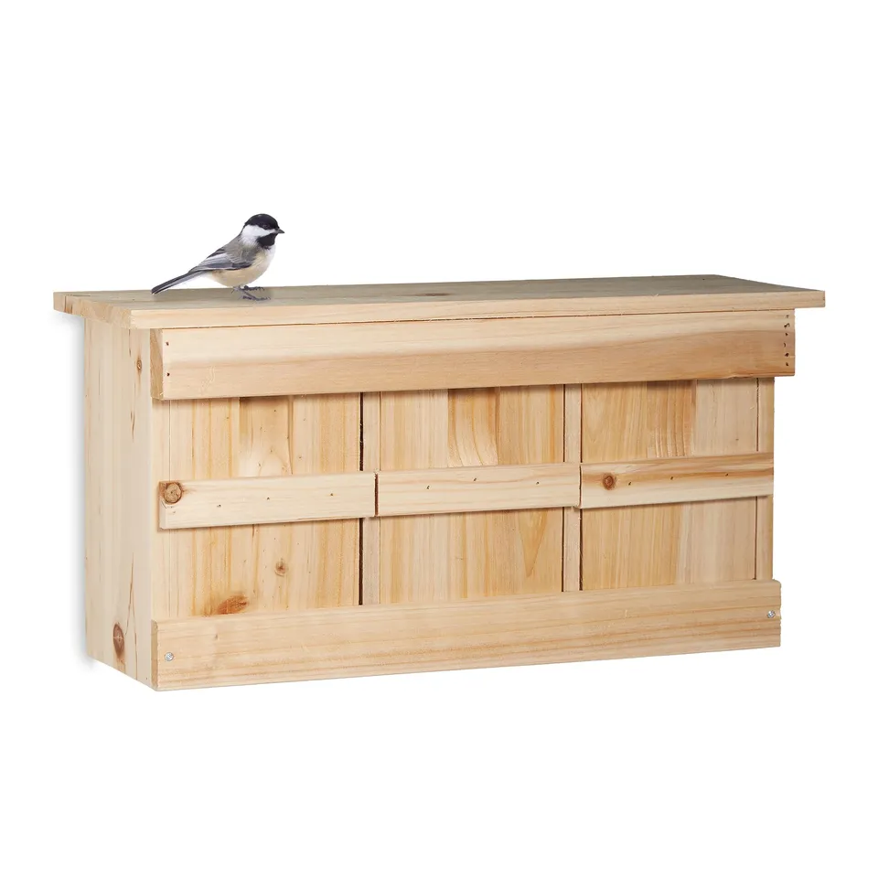 relaxdays-nistkasten-spatzen-3-kammern-holz-21-5-x-43-x-14-5-cm-naturfarben image 1