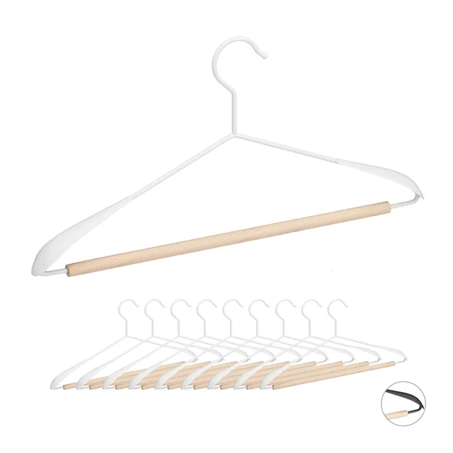 relaxdays-kleiderb-gel-10er-set-metall-holz-43cm-wei image 1