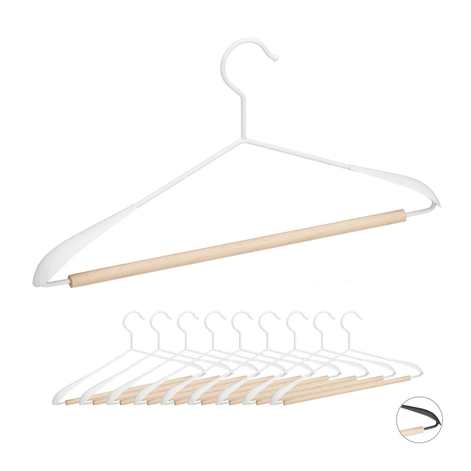 relaxdays-kleiderb-gel-10er-set-metall-holz-43cm-wei image 1