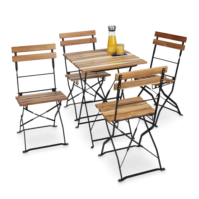 relaxdays-gartenstuhl-4er-set-klappbar-metall-naturholz-naturfarben image 1