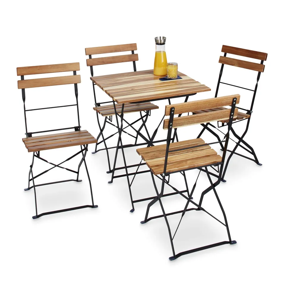 relaxdays-gartenstuhl-4er-set-klappbar-metall-naturholz-naturfarben image 1