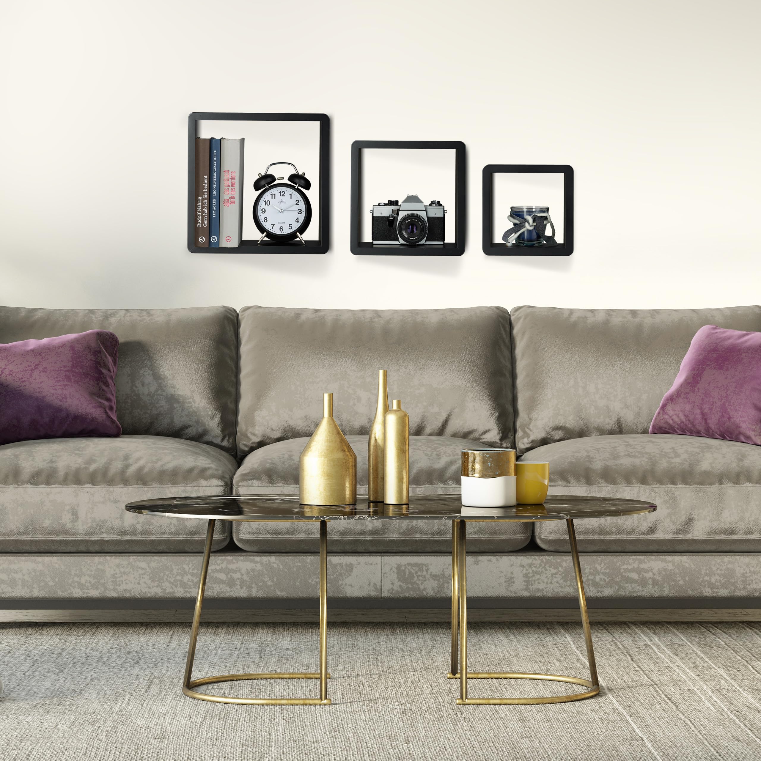 relaxdays-wandregal-cube-3er-set-mdf-braun image 4